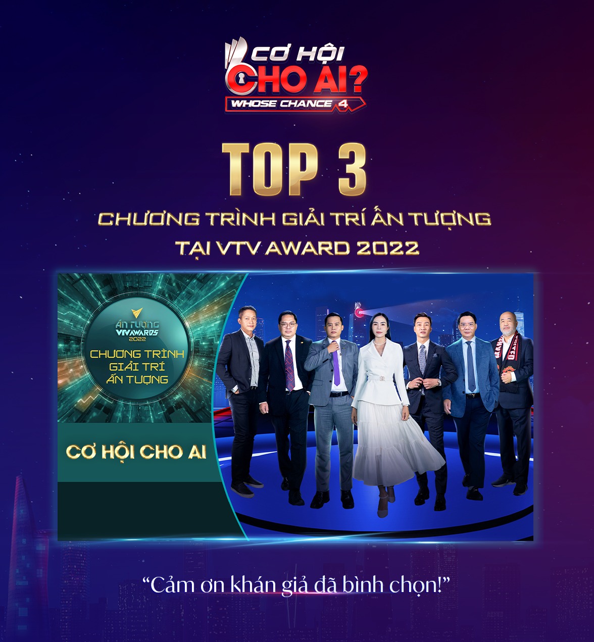 Cơ Hội Cho Ai - Whose Chance Vinh dự lọt Top 3 Hạng mục Chương trình Giải trí ấn tượng tại VTV AWARDS 2022️